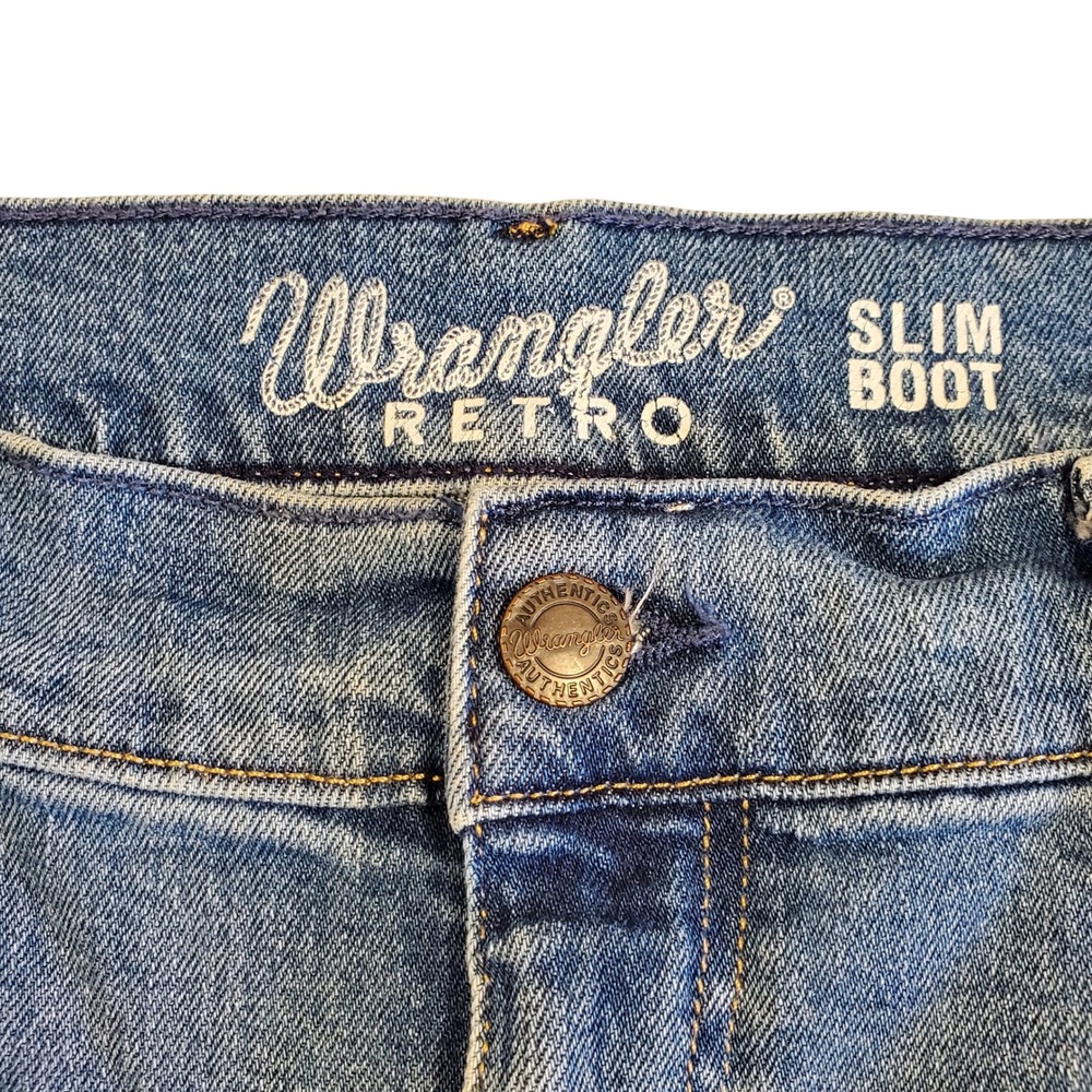 Wrangler Retro Slim Boot Jeans Mens 35x32 Medium Wash Denim 112353217